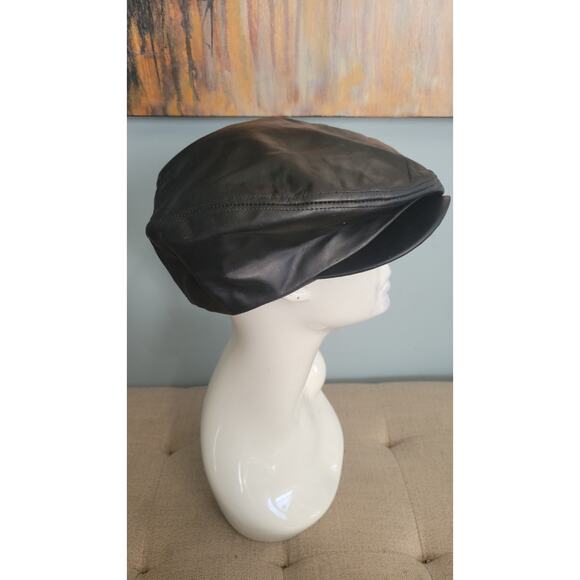Vintage Oracle USA Black Leather Greek Fisherman Biker Cap – Made in USA – Size - Picture 6 of 8